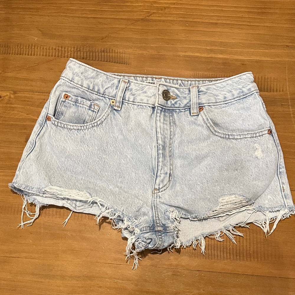 Garage Sky Blue Ripped Jean Shorts- Grunge